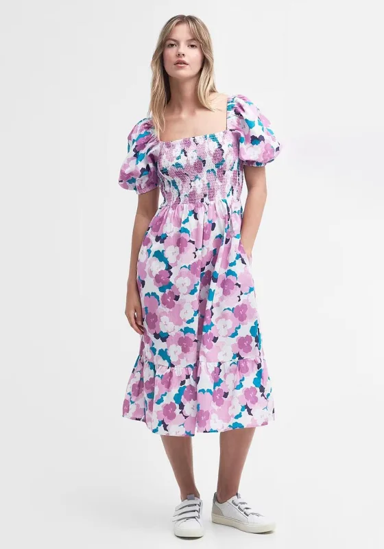 Barbour Womens Ashfield Floral Print Cotton Midi Dress, Multi