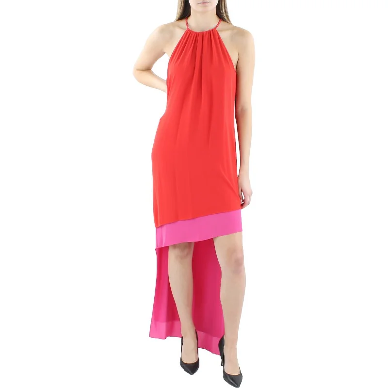 BCBGMAXAZRIA Womens Halter Hi-Low Cocktail And Party Dress