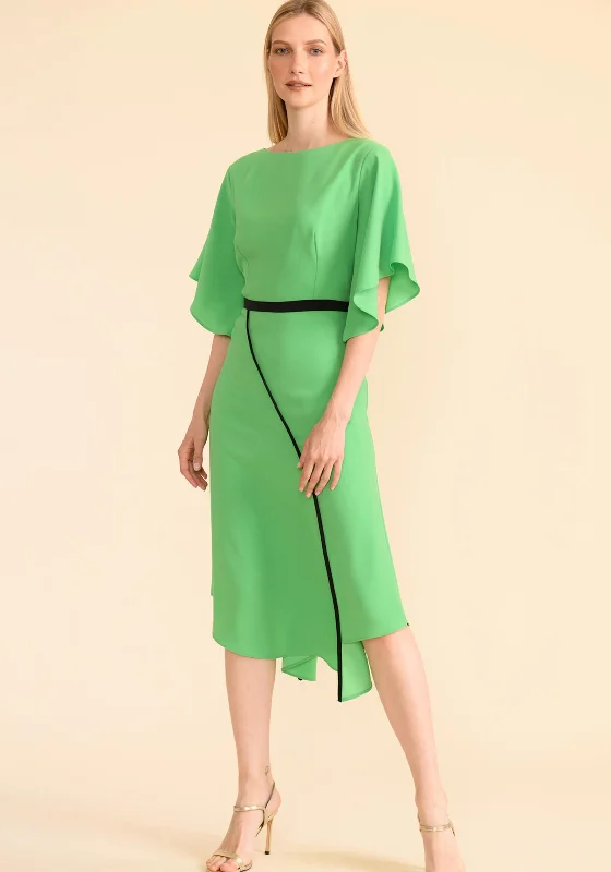 Caroline Kilkenny Camille Floaty Sleeve Contrast Detail Midi Dress, Intense Green