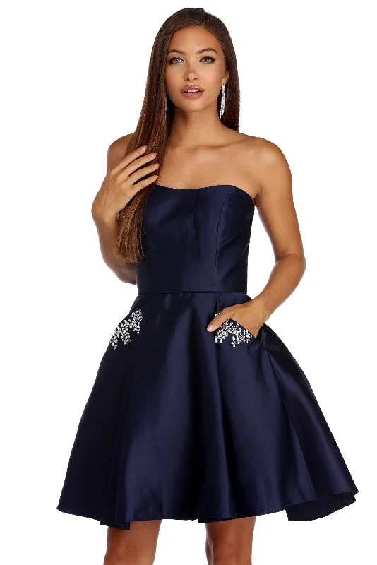 Noelle Formal Stylish Satin Party Dress