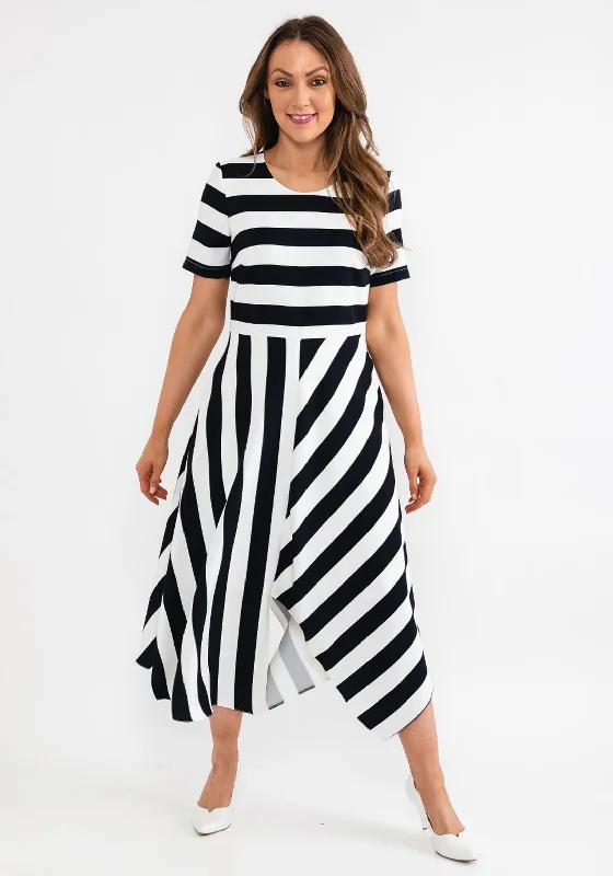 Coco Doll Hara Geometric Stripe Maxi Dress, Black & White