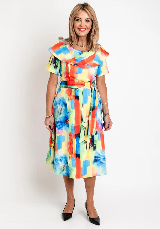 Coco Doll Hasta Multicoloured Print Midi Dress, Green Print