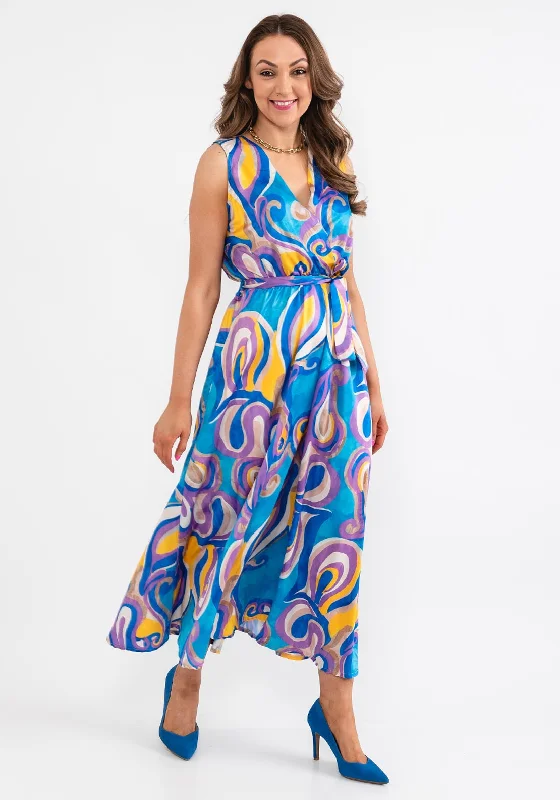 d.e.c.k. by Decollage One Size Swirl Maxi Dress, Blue