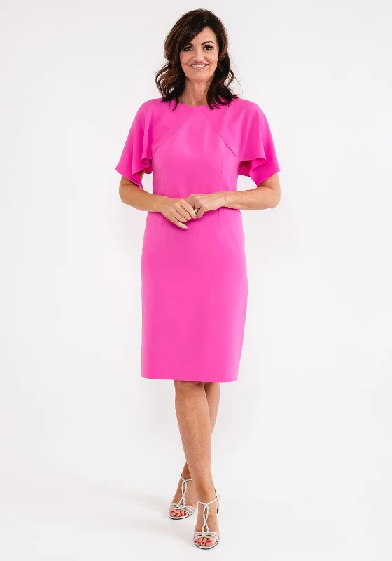 Ella Boo Cape Sleeve Pencil Midi Dress, Pink