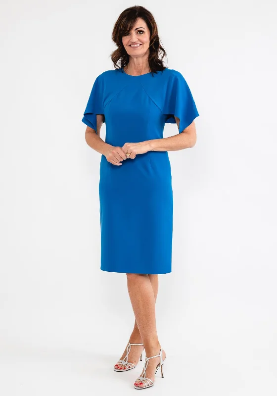 Ella Boo Cape Sleeve Pencil Midi Dress, Blue