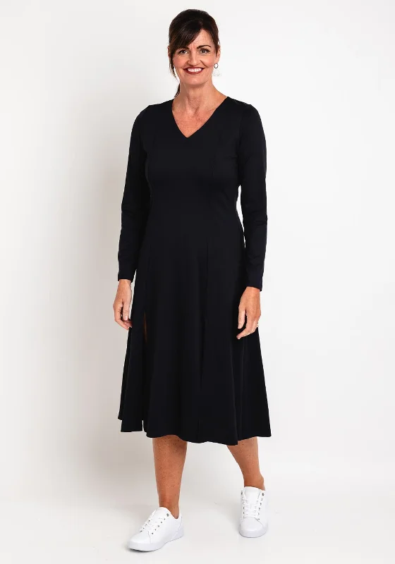 Elsewhere Colorado Split Hem Midi Dress, Black