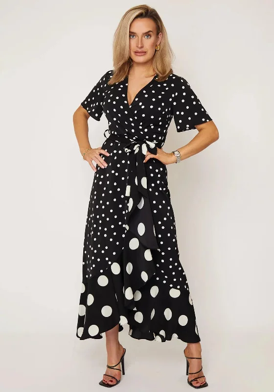 Girl In Mind Maisie Mix Polka Dot Maxi Dress, Black