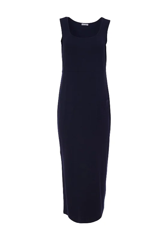 Naya Jersey Side Slit Midi Dress, Navy