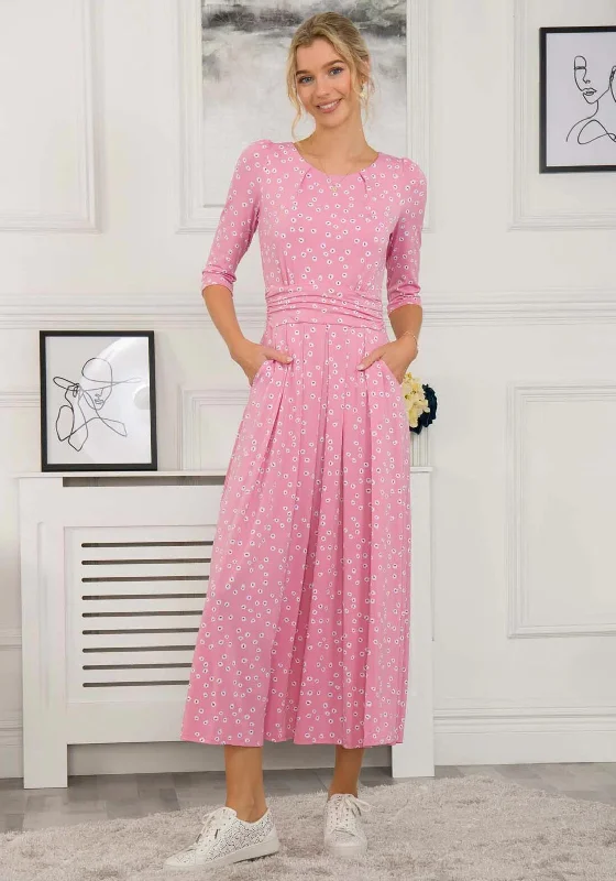 Jolie Moi Denisse Spotty Maxi Dress, Dusty Pink