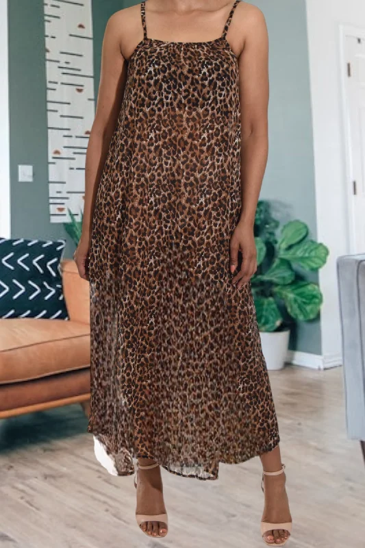 Ladies Brown Maxi Dress