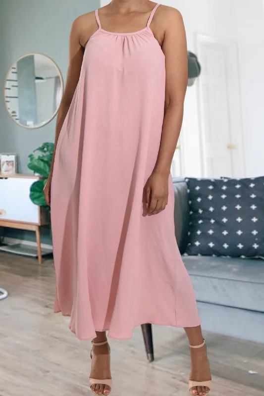 Ladies Pink Maxi Dress