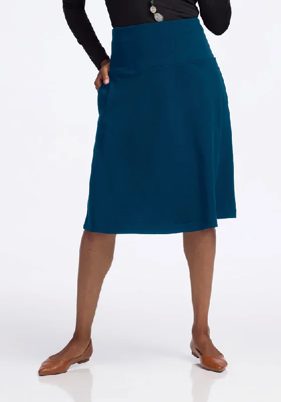 Marilyn Flowy Midi Skirt - Real Teal