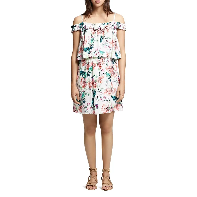 Sanctuary Womens Cold Shoulder Floral Print Party Dress