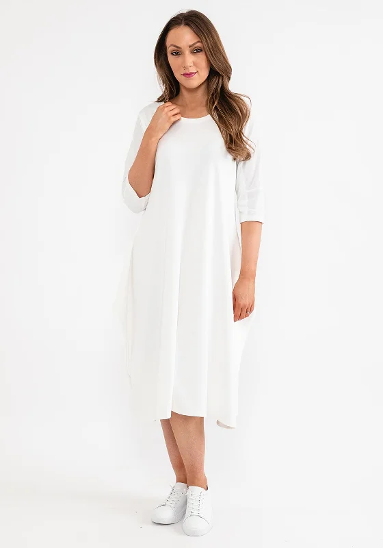 Ever Sassy Balloon Hem Jersey Midi Dress, Off White