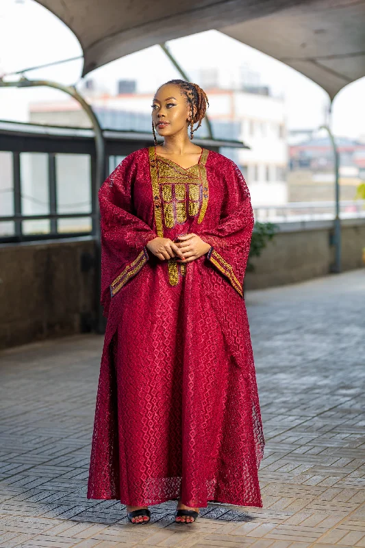 Sheba Majestic  Maxi Dress - Maroon