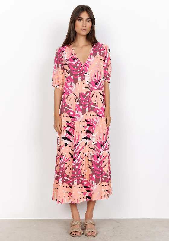 Soyaconcept Kabrina Tiered Maxi Dress, Pink Multi