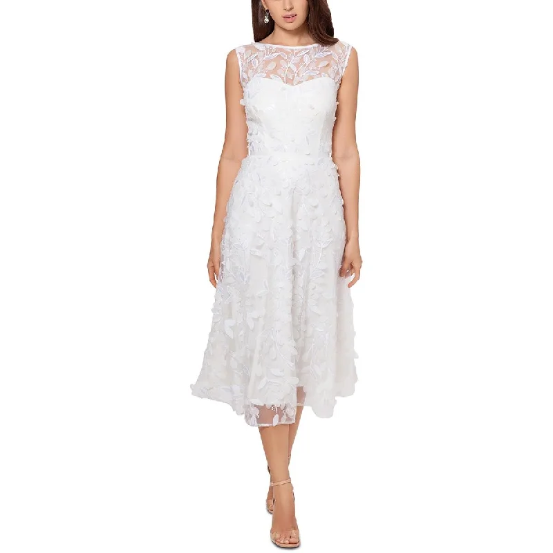 Xscape Womens Lace Applique Cocktail and Party Dress