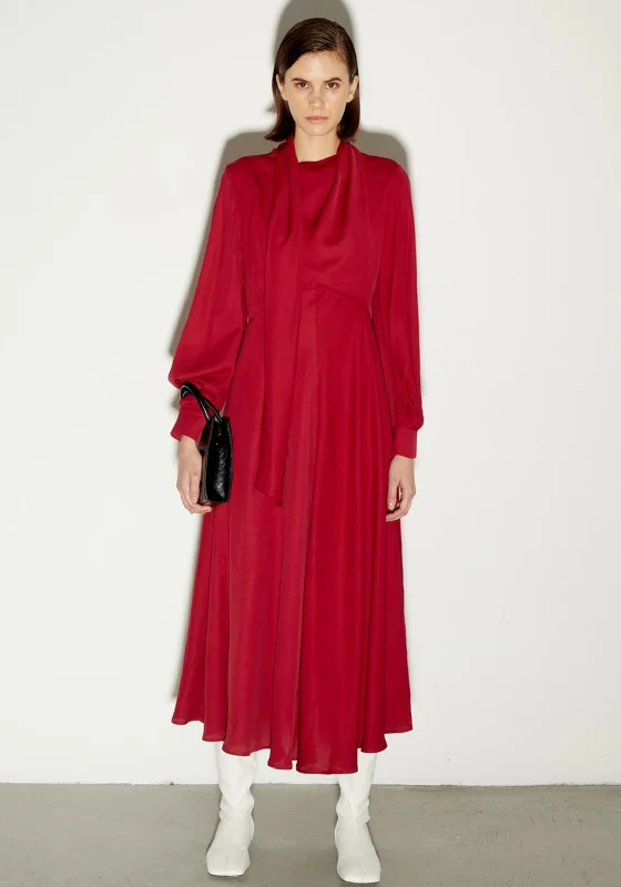 Birelin Drape Scarf Maxi Dress, Cherry