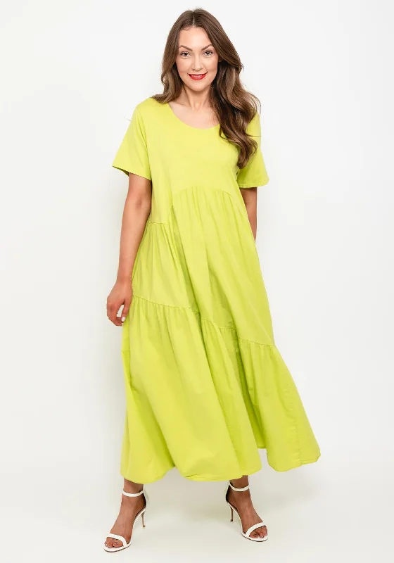 Seventy1 One Size Dome Waist Smock Maxi Dress, Lime