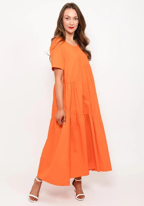 Seventy1 One Size Dome Waist Smock Maxi Dress, Orange