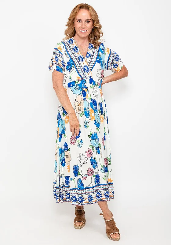 Seventy1 One Size Tropical Maxi Dress, Blue Multi