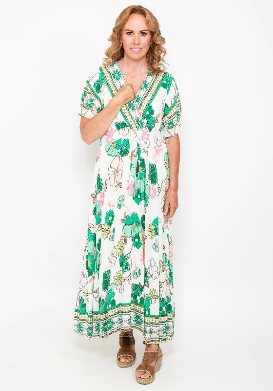 Seventy1 One Size Tropical Maxi Dress, Green Multi