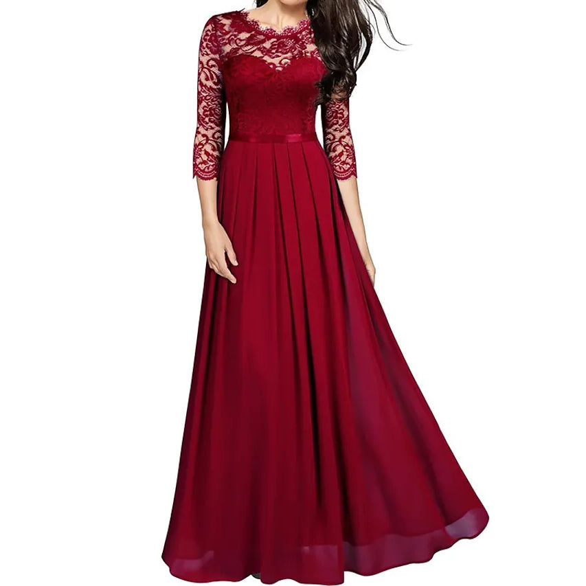 Womens Formal Party Lace Long Maxi Dress