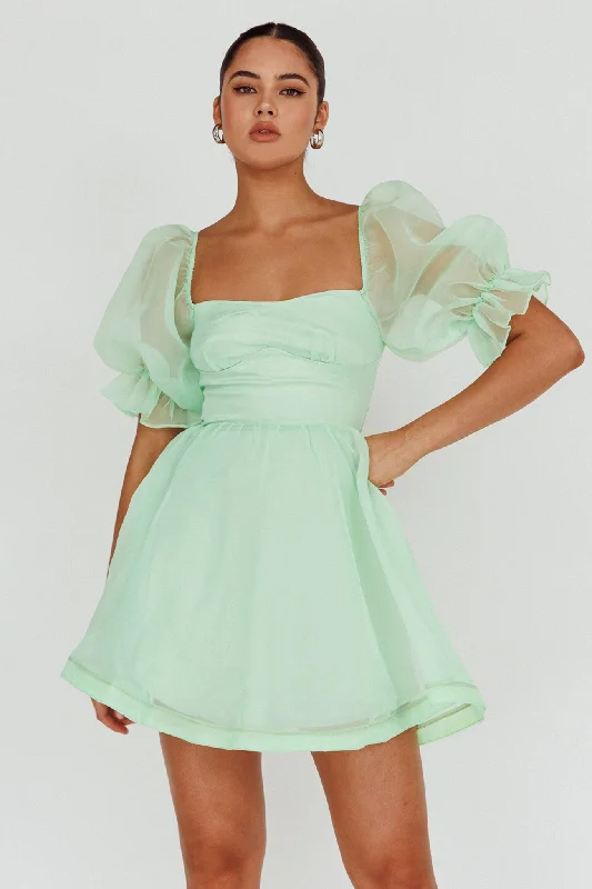 I've Got Sunshine Puff Sleeve Mini Dress Mint