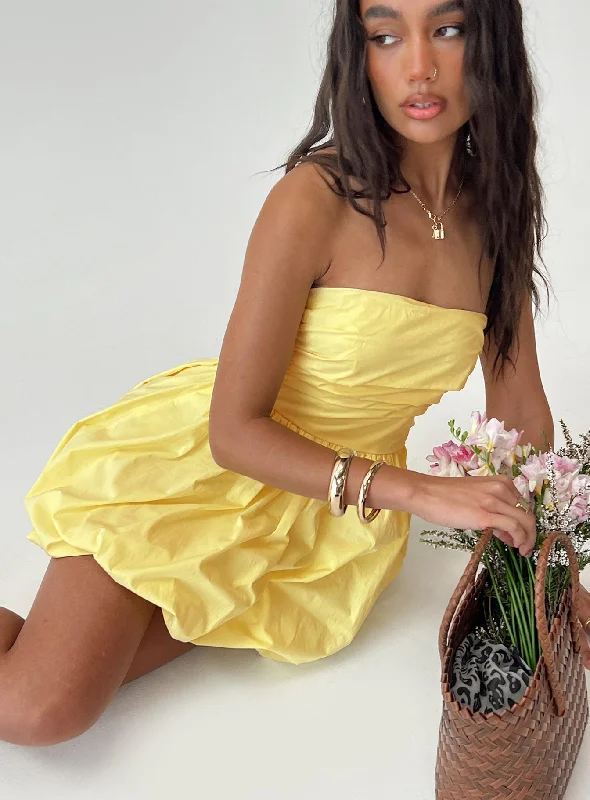 Too Sweet Bubble Mini Dress Lemon