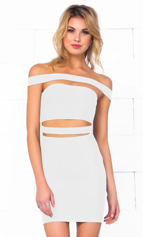 Indie XO It Girl White Strapless Cut Out Bandage Bodycon Mini Dress - Inspired by Kylie Jenner