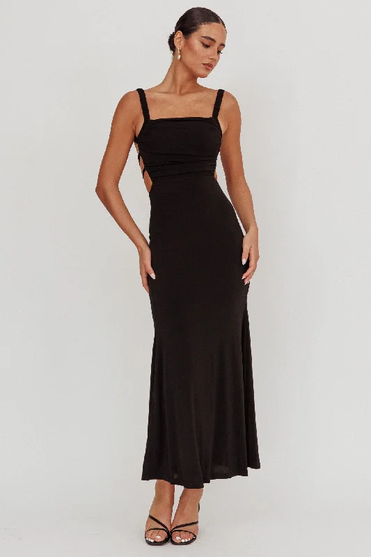 Weekend Exclusive Bargains Dream Crush Lace-Up Back Maxi Dress Black