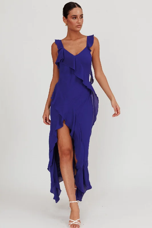 Weekend Discount Extravaganza Joyride Ruffle Maxi Dress Royal Blue