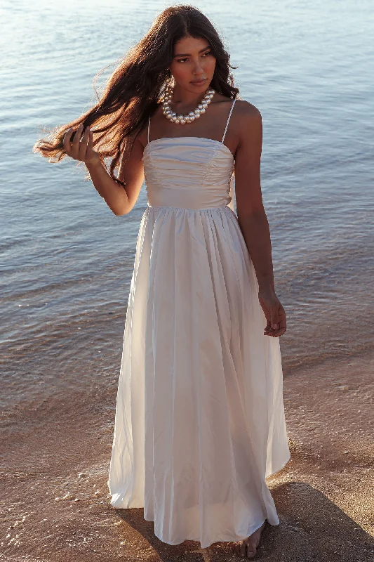 Weekend Limited-Time Offers Love Songs Back Bow Maxi Dress White