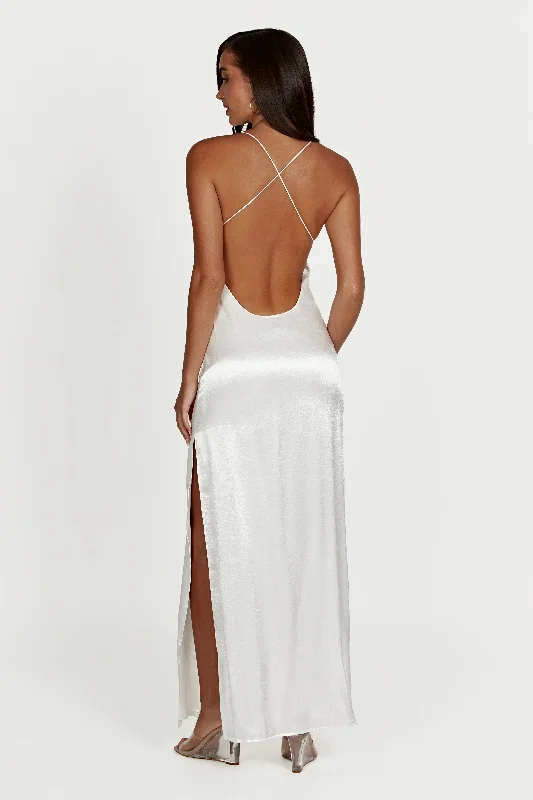 Weekend Shopping Fiesta Whitney Wetlook Maxi Dress - White
