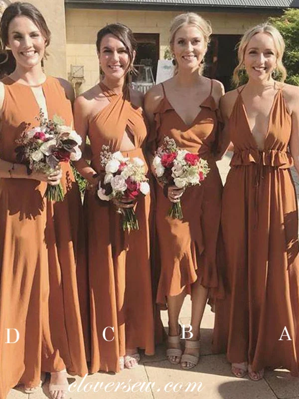 Today’s Special Discount Burnt Orange Mismatched Boho Wedding Party Bridesmaid Dresses, CB0123
