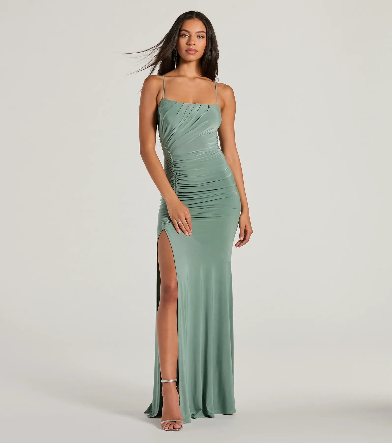 Candace Lace-Up Slit Mermaid Formal Dress