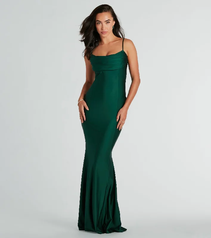 Cassandra Cowl Neck Mermaid Long Formal Dress