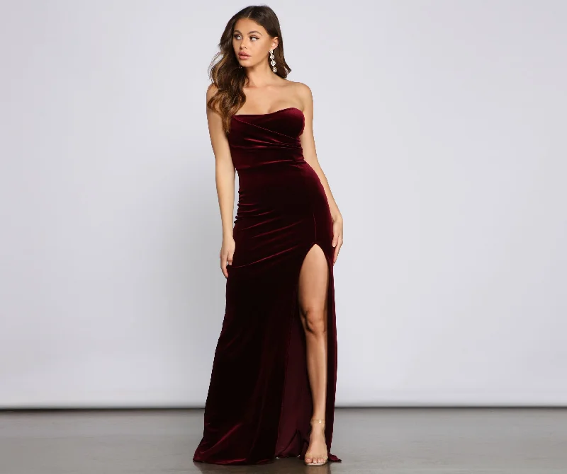 Weekend Markdowns Diana Strapless Velvet Formal Dress