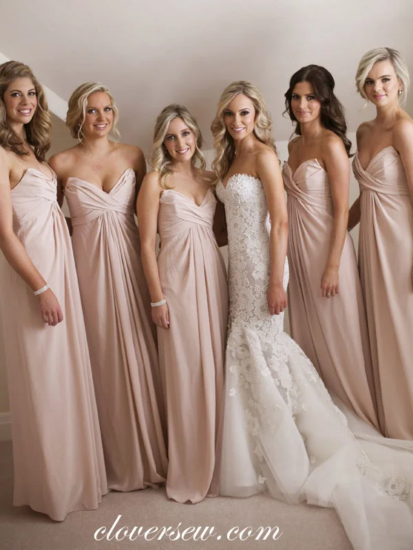 Don’t Miss These Deals Dusty Pink Chiffon Pleat Sweetheart Strapless Bridesmaid Dresses ,CB0171