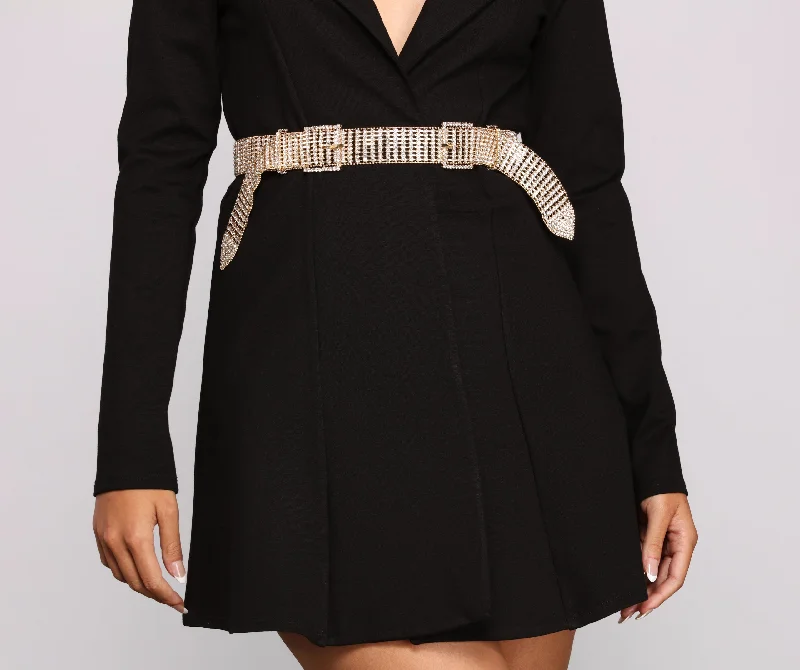 Limited-Time Deal Feelin' Extra Rhinestone Double Buckle Belt