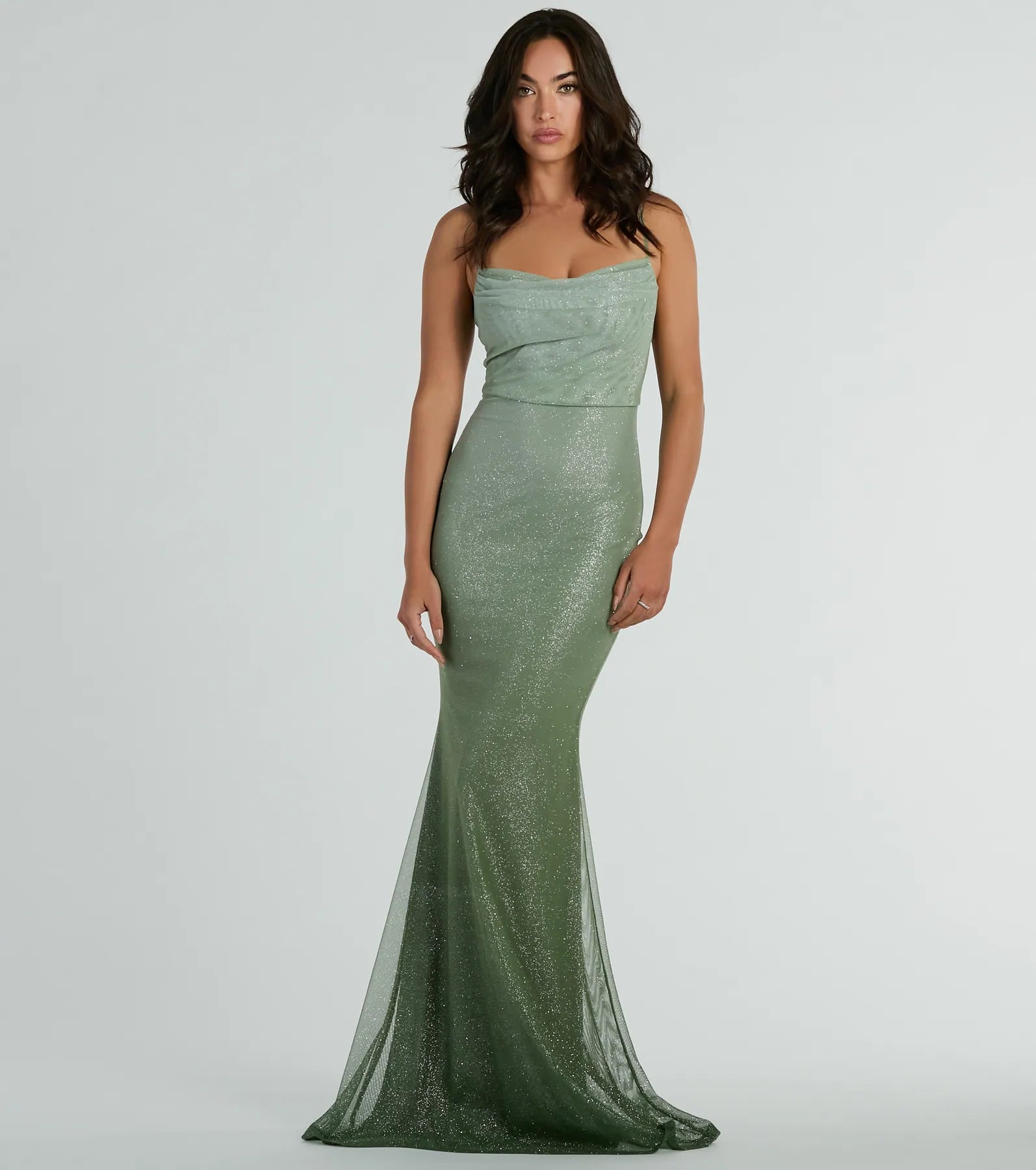 Kenia Ombre Glitter Mesh Mermaid Dress