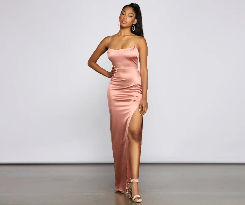 Weekend Sale Day Nat Formal Backless Satin Dress