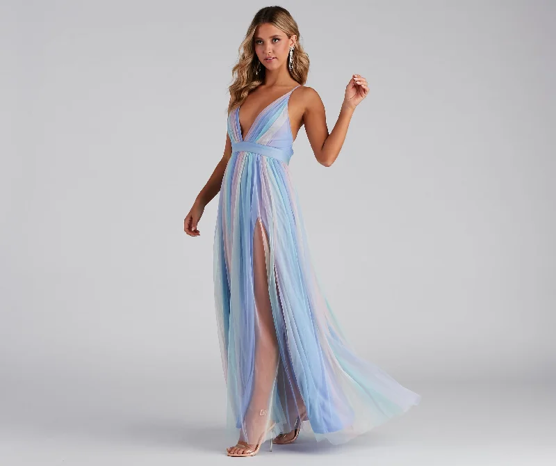 Weekend Shopping Deals Nylah Pleated Rainbow A-Line Dress