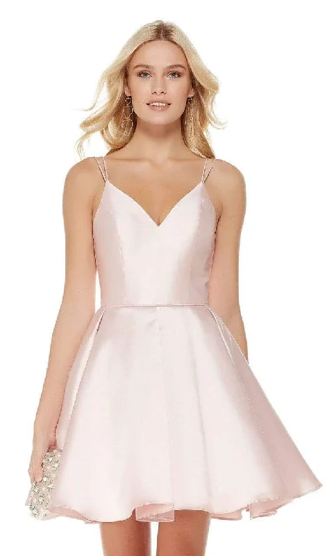 Final Clearance Alyce Paris - 3764 V Neckline Mikado Fit and Flare Cocktail Dress