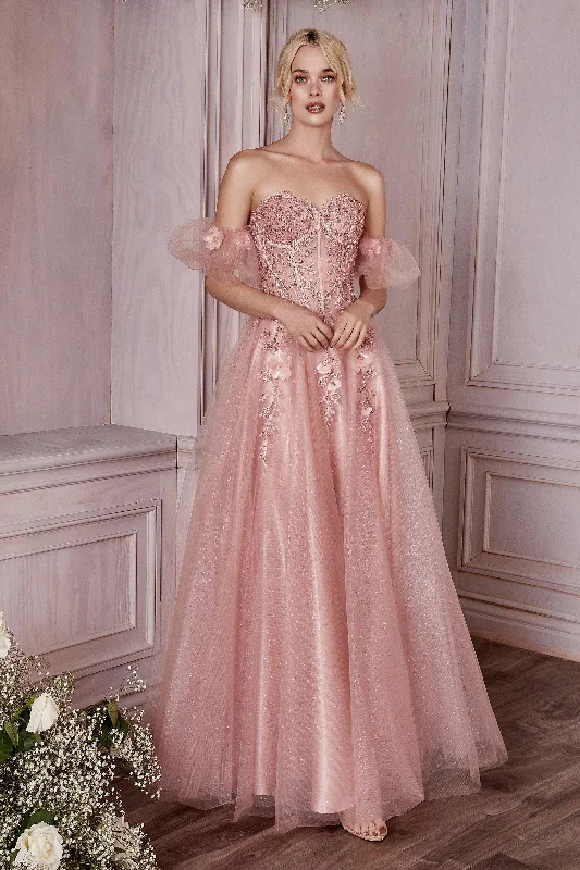 Limited Time Only Cinderella Divine CD0191 Strapless Shimmering Long A Line Prom Dress